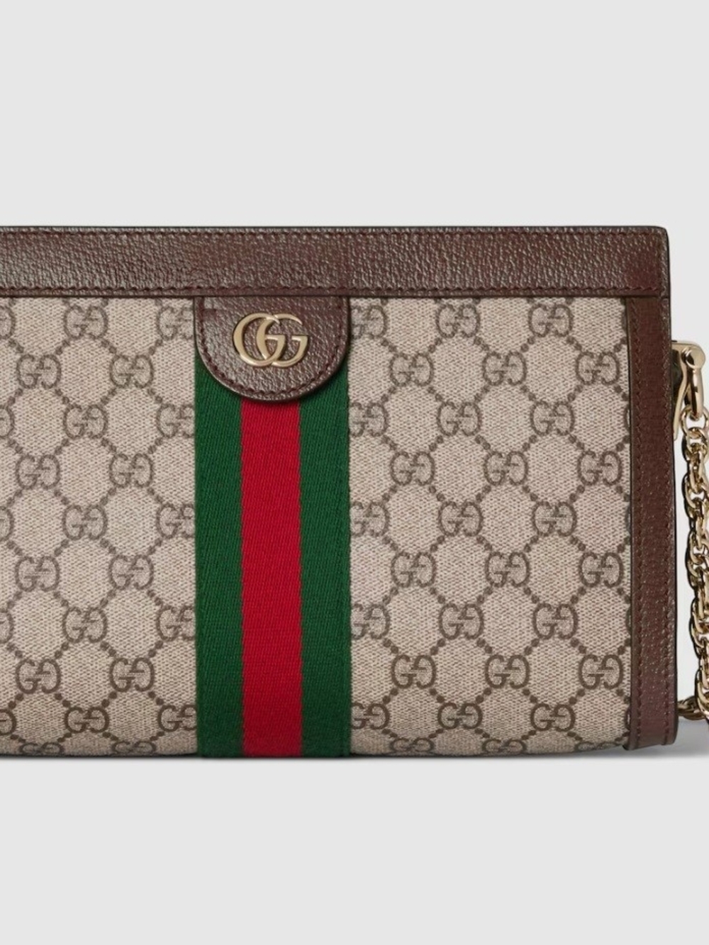 Gucci Beige GG Supreme Canvas Clutch with Red and Green Web